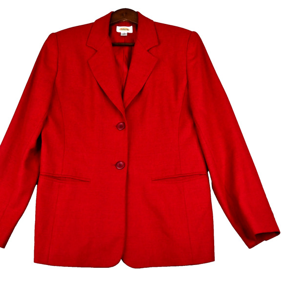 Talbots Blazer Women's 6 Red Plaid Linen Blend Jacket Pockets - Picture 1 of 10